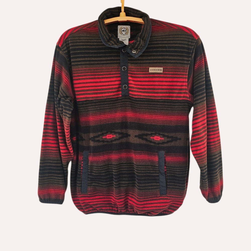 Cinch 1/4 Snap Polar Fleece Small Western Aztec‎ Striped Pullover